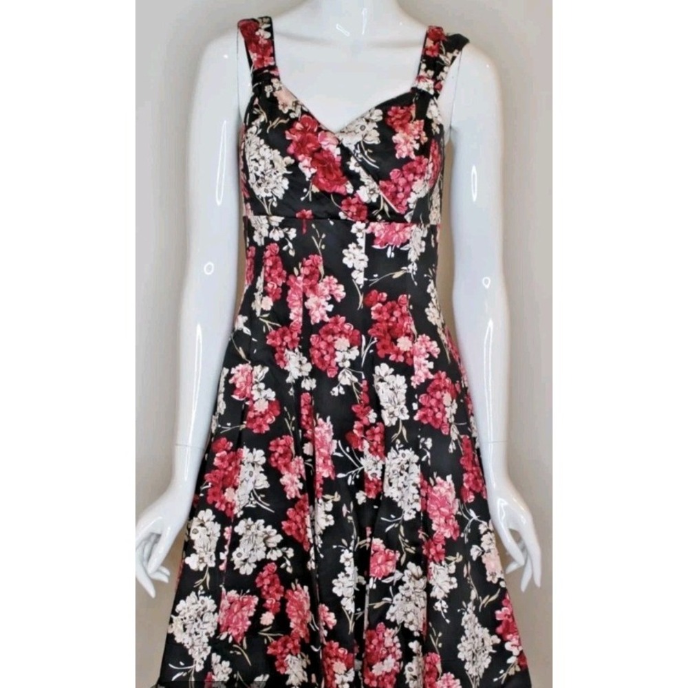 White House Black Market Woman 0 Floral Cotton Dress Cottage Formal Midi Lined